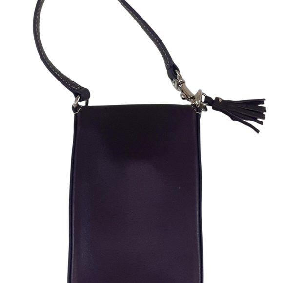 VINTAGE COACH Purple Leather Case TURNLOCK Wristlet Coin POUCH TASSEL Wallet - Picture 3 of 6